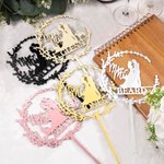 Personalised Dog Cat Groom Bride Silhouette Cake Topper with Name Wedding Ceremony Decor Gift for Family Friend