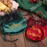 Personalized Velvet Drawstring Santa Sack Sweets Bag with Glitter Name and Handle Home Decor Christmas Party Supplies Gift for Kids