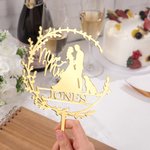 Personalised Dog Cat Groom Bride Silhouette Cake Topper with Name Wedding Ceremony Decor Gift for Family Friend