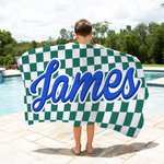 Personalizzato Rapido assorbente morbido Retro Plaid Nome Asciugamano da spiaggia Accessorio estivo Compleanno Regalo di Natale per amico Famiglia