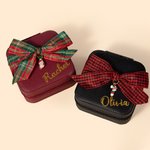 Astuccio da viaggio per gioielli in pelle con fiocco e nome glitterato Regalo di Natale di compleanno per lei