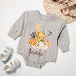 Personalized Pumpkin Classic Winnie the Pooh Long-sleeved Bodysuit with Name 1st Halloween Baby Shower Gift for Baby Newborn