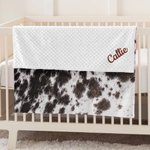 Couverture personnalisée en fourrure de vache avec nom Cadeau d'anniversaire de douche de bébé pour les nouveau-nés
