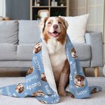 Personalised Cute Meat Fish Bone Pet Avatar Soft Blanket with Name Birthday Gift for Cat Dog Pet Lover Owner