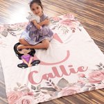 Couverture Chaude Personnalisée avec Dessin de Personnage Initiale Nom Décoration de Maison Cadeau Noël Anniversaire pour Enfant Famille