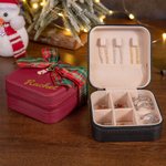 Astuccio da viaggio per gioielli in pelle con fiocco e nome glitterato Regalo di Natale di compleanno per lei