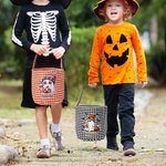 Personlig spökfladdermus pumpa pläd återanvändbar godiskorg med namn Halloween bus eller godis aktivitetsgåva för pojkar flickor