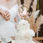 Personalised Dog Cat Groom Bride Silhouette Cake Topper with Name Wedding Ceremony Decor Gift for Family Friend