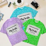 Personalizada Divertido cuaderno de composición Unisex Camiseta con nombre Grupo de disfraces Agradecimiento Halloween Navidad Regalo para el profesor