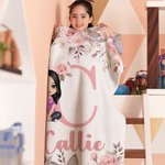 Couverture Chaude Personnalisée avec Dessin de Personnage Initiale Nom Décoration de Maison Cadeau Noël Anniversaire pour Enfant Famille