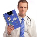 Personalized Cartoon Character Stethoscope Pills 120 Pages A5 Spiral Notebook with Name Office Supplies Appreciation Birthday Gift for Nurse Doctor