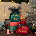 Personalized Velvet Drawstring Santa Sack Sweets Bag with Glitter Name and Handle Home Decor Christmas Party Supplies Gift for Kids