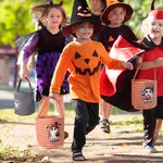 Personlig spökfladdermus pumpa pläd återanvändbar godiskorg med namn Halloween bus eller godis aktivitetsgåva för pojkar flickor
