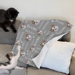 Personalised Cute Meat Fish Bone Pet Avatar Soft Blanket with Name Birthday Gift for Cat Dog Pet Lover Owner
