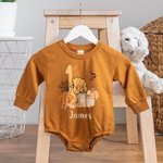 Personalized Pumpkin Classic Winnie the Pooh Long-sleeved Bodysuit with Name 1st Halloween Baby Shower Gift for Baby Newborn