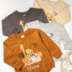 Personalized Pumpkin Classic Winnie the Pooh Long-sleeved Bodysuit with Name 1st Halloween Baby Shower Gift for Baby Newborn