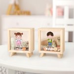 Personalised Cute Boy Girl Character Wood Money Box Piggy Bank with Name Home Decor Christmas Gift for Kid