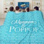 Coperta di famiglia personalizzata multicolore in morbido pile con 1-20 nomi Regalo di Natale e compleanno per la famiglia dei nonni