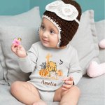 Personalized Pumpkin Classic Winnie the Pooh Long-sleeved Bodysuit with Name 1st Halloween Baby Shower Gift for Baby Newborn