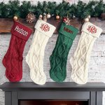 Personalized Christmas Stocking Family Knitting Stocking Embroidered with Name Monogram Christmas Gift for Family Friend Home Decoration