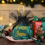 Personalized Velvet Drawstring Santa Sack Sweets Bag with Glitter Name and Handle Home Decor Christmas Party Supplies Gift for Kids
