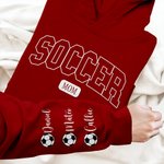 Personalized Multicolour Soccer Mom Dad Crewneck Sweatshirt Hoodie with 1 - 6 Kid Names Birthday Sports Event Cheer Accessories Gift for Family