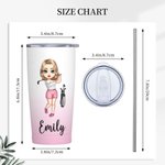 Personnalisé Cartoon Golf Girl Boy Gradient Color 20oz Insulated Name Tumbler with Lid and Straw Birthday Gift for Golfers Golf Players