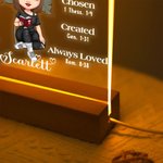 Veilleuse LED en Acrylique Personnalisée avec Personnage et Fleur de Naissance Citation Chrétienne Cadeau Noël Anniversaire pour Femmes et Filles