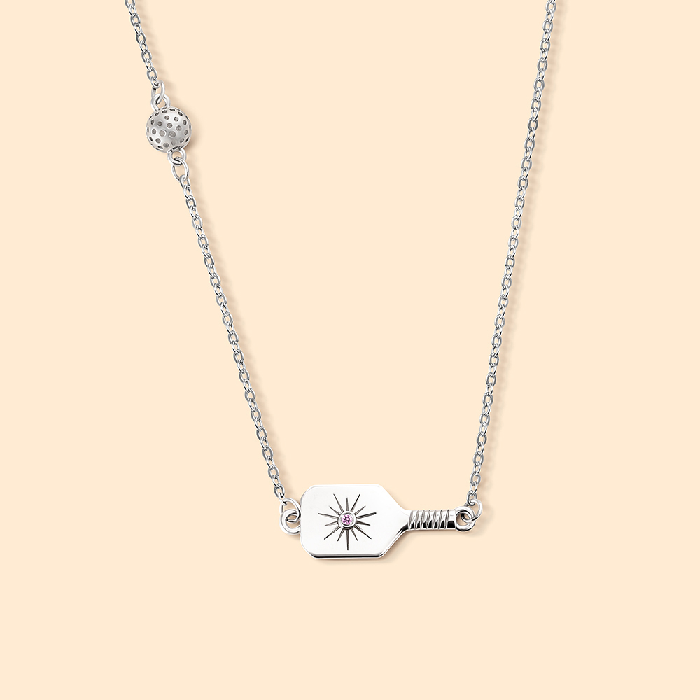 Collana personalizzata con pietra di nascita Pickleball Paddle con charm Pickleball Regalo di compleanno e anniversario per le donne