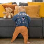 Giacca di jeans personalizzata con nome e patch carini da 1 a 7 elementi outfit quotidiano regalo compleanno baby shower per ragazze e ragazzi