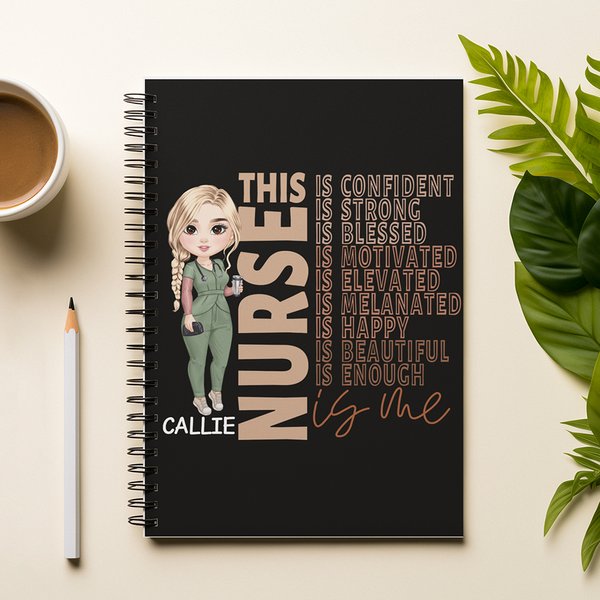 Personifierad This Is Me Tecknad 120 sidor A5 Linjerad Spiral Anteckningsbok med Namn och Bekräftelse Uppskattning Inspirerande Present till Sjuksköterska Läkare