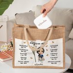 Personalised Birth Flower You Are Beautiful Amazing Name Jute Tote Bag with Birth Flower Christian Christmas Gift for Women