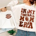 Personalized In My Football Mom Era Crew Neck Shirt Sweatshirt with Name and Number Multicolour Available Birthday Game Day Gift for Mom