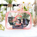 Personalized Birth Flower Clear Waterproof Makeup Bag with Name and Cartoon Character Birthday Anniversary Christmas Gift for Women Girls