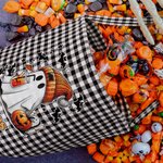 Personlig spökfladdermus pumpa pläd återanvändbar godiskorg med namn Halloween bus eller godis aktivitetsgåva för pojkar flickor