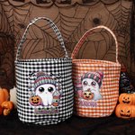 Personlig spökfladdermus pumpa pläd återanvändbar godiskorg med namn Halloween bus eller godis aktivitetsgåva för pojkar flickor