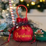 Personalized Velvet Drawstring Santa Sack Sweets Bag with Glitter Name and Handle Home Decor Christmas Party Supplies Gift for Kids