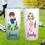 Personnalisé Cartoon Golf Girl Boy Gradient Color 20oz Insulated Name Tumbler with Lid and Straw Birthday Gift for Golfers Golf Players