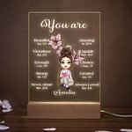 Veilleuse LED en Acrylique Personnalisée avec Personnage et Fleur de Naissance Citation Chrétienne Cadeau Noël Anniversaire pour Femmes et Filles
