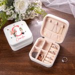 Gepersonaliseerde draagbare geboorte bloem cartoon karakter sieraden doos met naam kerst verjaardag cadeau voor vrouwen meisjes