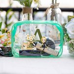 Personalized Birth Flower Clear Waterproof Makeup Bag with Name and Cartoon Character Birthday Anniversary Christmas Gift for Women Girls