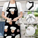Chapeau de chef personnalisé 1-3 Photos Avatar Tablier avec sangle réglable Cadeau de pendaison de crémaillère pour la famille Amoureux de la cuisine