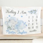 Coperta personalizzata con mesi elefante floreale e nome deorazione per cameretta regalo per baby shower per neonati o bambini