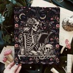 Funda para libros personalizada con diseño de esqueleto gótico y flores protector con nombre regalo de Halloween y Navidad para amantes de la lectura