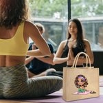 Personalizzato Cartoon Sport Girl Grande borsa in iuta con nome Palestra Allenamento Regalo di compleanno per gli amanti dello sport