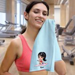 Asciugamano in cialda personalizzato multicolore con nome e clip da appendere, regalo di compleanno portatile per gli amanti dello sport.