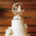 Personalised Dog Cat Groom Bride Silhouette Cake Topper with Name Wedding Ceremony Decor Gift for Family Friend