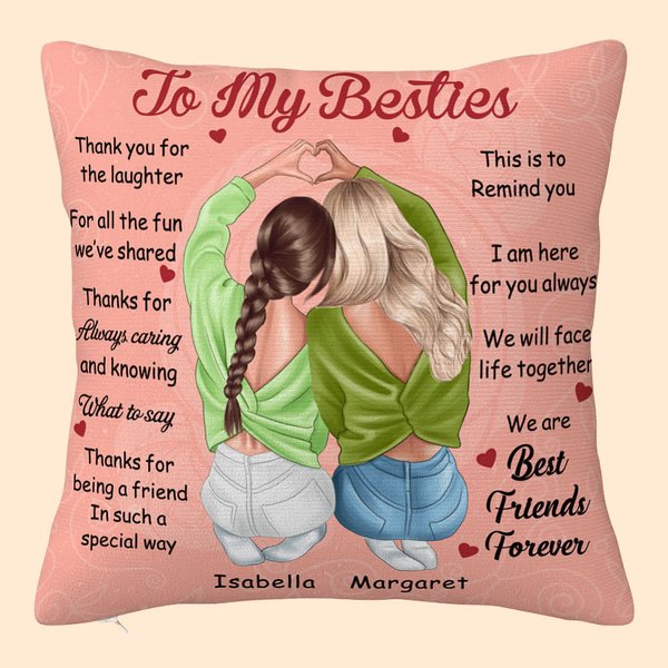 Gepersonaliseerde To My Besties Inspiratie Quote Throw Pillow Cover met naam Verjaardag Souvenir Gift voor zussen vrienden