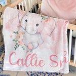 Coperta personalizzata con mesi elefante floreale e nome deorazione per cameretta regalo per baby shower per neonati o bambini