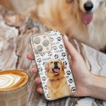Personalised Multicolour Cute Paw Print Dog Cat Photo Phone Case for iPhone with Name Birthday Christmas Gift for Pet Lovers